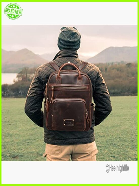 Vintage Genuine Leather Backpack Purse Travel Daypack with Luggage Sleeve main image 4